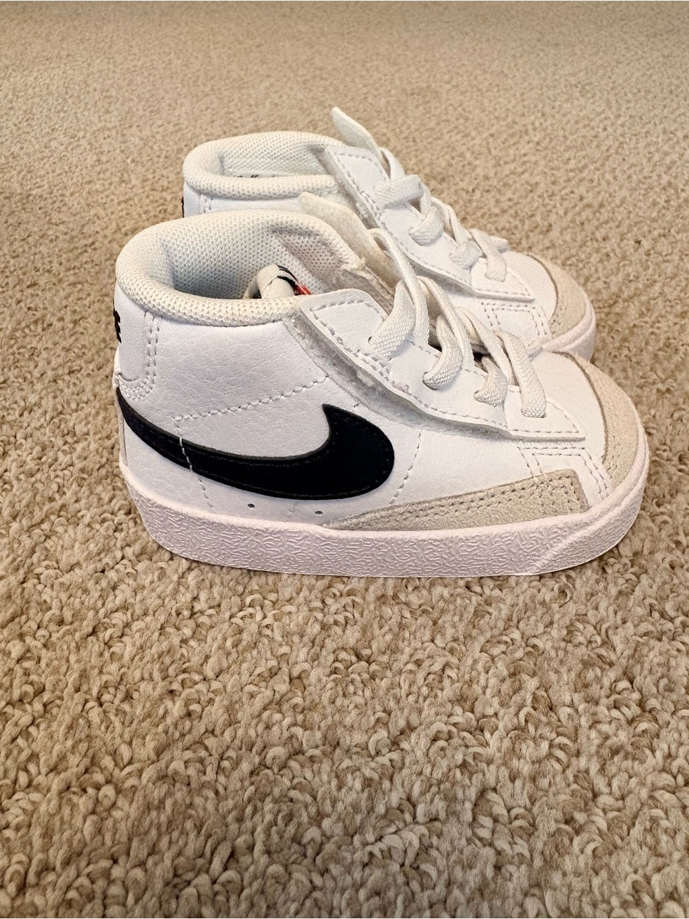 Nike Kids' White High-Top Sneakers with Black Swoosh